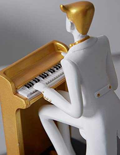 HAUCOZE Musical Ornament Musician Statue Sculpture Piano Figure Modern Decoration Art Home Gift for Living Room Dining Room Office 22cm