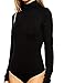 WuLun® Women's Sexy Jumpsuits Backless Turtleneck Cotton Black Basic Bodysuit (Small, Black)