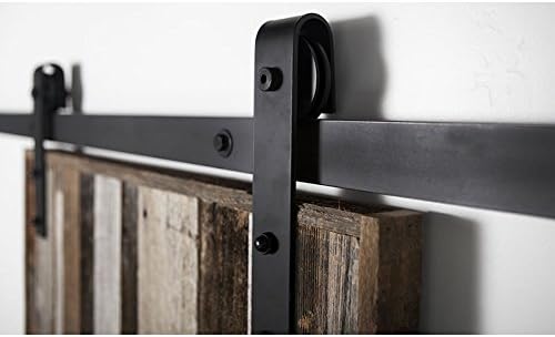 Hahaemall 10FT/3.05m Modern Basic Country Antique Roller Single Sliding Barn Wood Door Closet Roller Track Hardware Hanging Kit