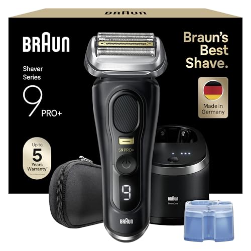 Braun Series 9 PRO +, Rasoio Elettrico Barba, Regolabarba Uomo, Rifinitore di precisione, Custodia Viaggio, Lame Flessibili, SmartCare, Impermeabile, Batteria Litio Ion, Idea Regalo, 9560cc Nero
