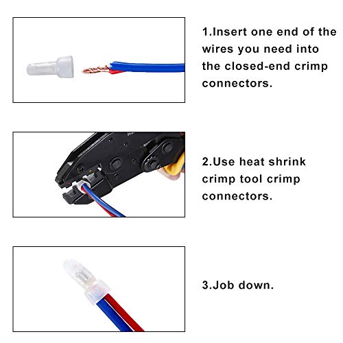 Haisstronica 350pcs Closed End Crimp Connectors,Copper Core and Nylon