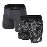 New Balance Mens Dry Fresh Boxer Brief 2-Pack, Magnet/Camo Print, Large (36