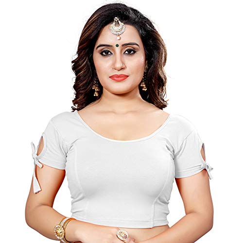 Cotton Lycra Stretchable Readymade To Wear Saree Blouse With Short Sleeve