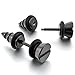 Men's Stainless Steel Stud Earrings Rubber Black Screw Spike Plugs Gauges Tapers Charm Elegant (with Gift Bag)