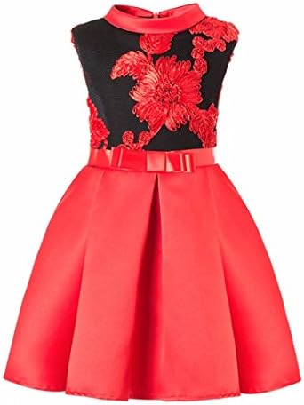 ZaH Baby Girl Dress Party Wedding Flower Dresses Christmas Gowns(Red,8-9Y)
