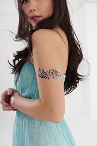 タトゥーシール かわいい 蝶 【スワロフスキー】〔GEM TATTOO SWAROVSKI〕ハロウィン 長持ち パーティー コスプレ 仮装 ボディピアス ボディ ジュエリー 本物のスワロフスキー使用 (デザイン6)