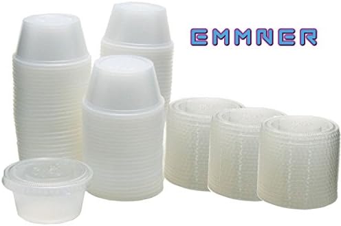 Emmner Durable Plastic Jello Shot Cups and Lids, Translucent , 3.25-Ounce, Package of 100