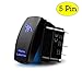 YCHOW-TECH Rock Lights Rocker Switch Laser On/Off Blue Backlits LED Light 20A/12V, 10A/24V 5Pin Switch for Jeep Boat Trucks (Blue)