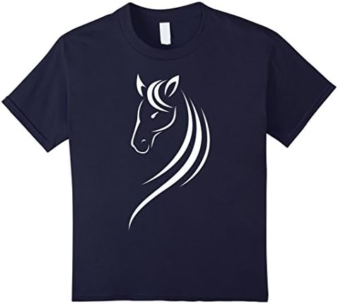 Kids Horse Head T Shirt for men women boys girls kids 12 Navy