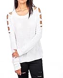 Women's Cut Out Cold Shoulder Loose Jumper Sweater Pullover