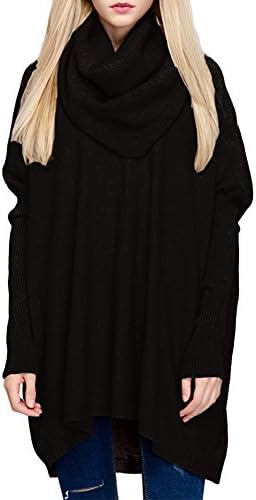 Ashlen Women's Fitted Long Sleeve Cowl Neck Oversize Knit Sweater (Black),One Size
