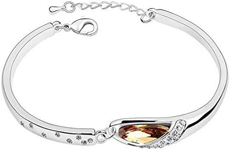 Flake Rain Girls Crystal Diamante Simplicity Elegant Twinkle Silver Bangle Bracelet
