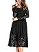 Abby&Mavis Women Vintage Floral Lace Long Sleeve Off Shoulder A Line Swing Dress