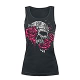 ZZhong Women's Skull Print Rose Pattern Tank Top Casual Sleeveless Summer Shirt Black XL