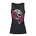 ZZhong Women's Skull Print Rose Pattern Tank Top Casual Sleeveless Summer Shirt Black L