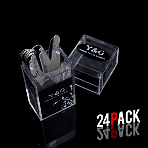 CS301 Soild Metal Collar Stays For Mens Gift in a Clear Plastic Box BY Y&G (CS3019-Silver)
