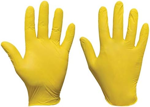 20 PCS YELLOW DISPOSABLE GLOVES U/NITRILE LARGE SIZE LATEX & POWDER FREE HYGIENE