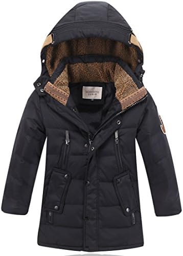 Big Boys’ Hooded Down Coat Mid-Long Winter Puffer Jacket for Kids