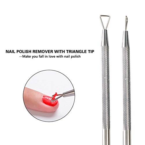 Nail Art Soak Off Gel Polish Cuticle Pusher Peeler Scraper Remover Tools with Unique Triangle Tip Design Stainless Steel by GADGETS ENTREPOT - Thumbnail 4
