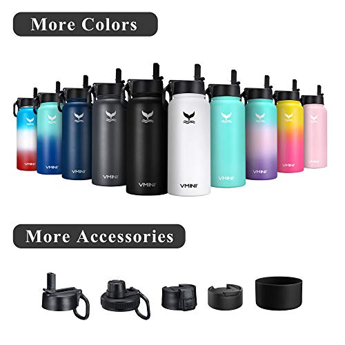 image for Vmini Water Bottle with New Wide Handle Straw Lid, Wide Mouth Vacuum I