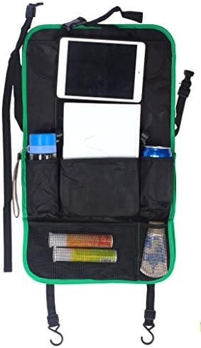 CherryTravel Car Seat Back Storage Bag with 7 Pockets a Sleeve to hang iPad or Tablet - Green