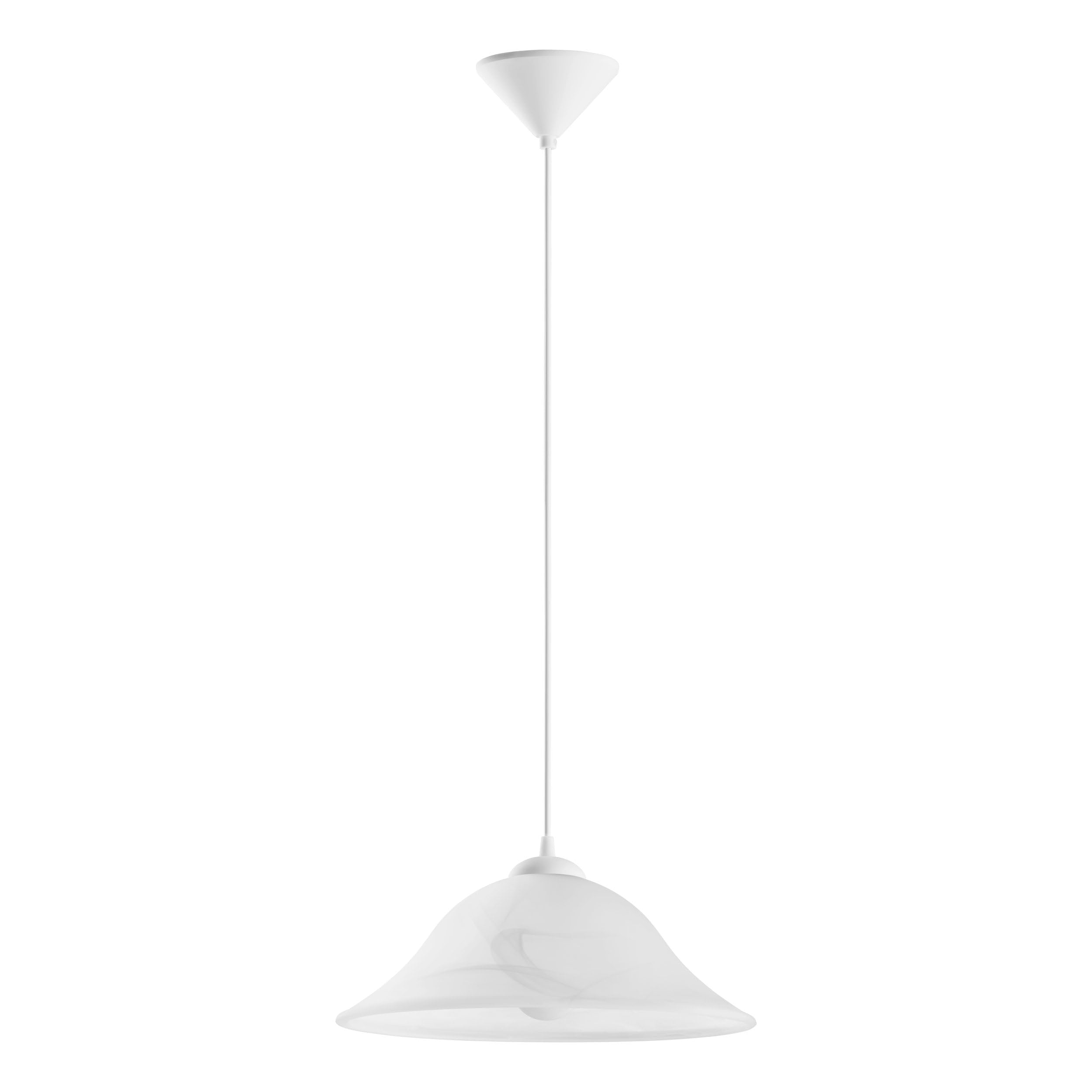 Eglo Pendant Light Albany, 1-Light Hanging Lamp Classic, Pendant Lamp Made of Plastic and Alabaster Glass in White, Dining Table Lamp, Kitchen Light with E27 Socket