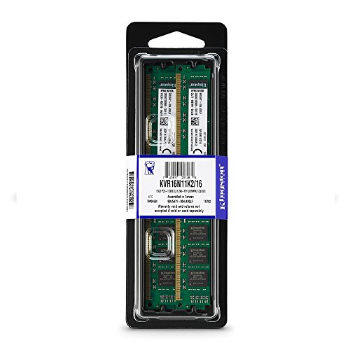Kingston Technology 16GB Non-ECC CL11 DIMM 1600MHz DDR3 RAM (KVR16N11K2/16) - Kit of 2
