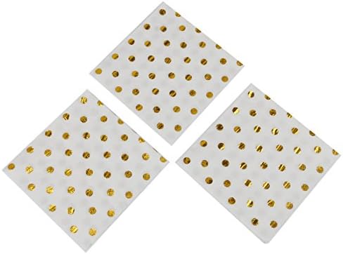 Geeklife Gold Paper Napkins,Sparkly Gold Foil Dots Decorative Napkins Bulk for for Wedding,Party and Cocktail,2-ply,40 pcs