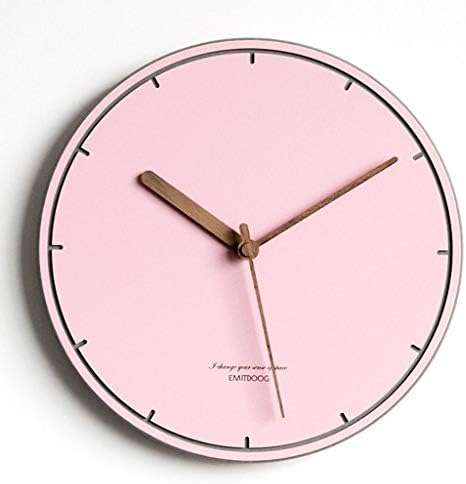 JCCOZ 12-inch Color Modern Wall Clock Living Room Bedroom Large Size No Glass Wall Clock Mute Non-ticking Does Not Affect Sleep (Color : Pink)