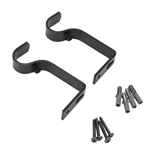 image for GB HOME COLLECTION gbHome GH-6753B Curtain Rod Brackets, Black, Set of