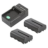 VILTROX NP-F550 2200mAh Battery (2 Pack) +Battery Charger,for Sony HandyCams and LED On-Camera Video Lights Using NP-F550 Batteries