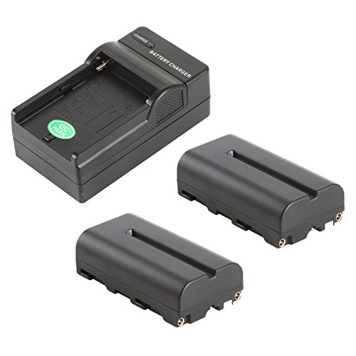 VILTROX NP-F550 2200mAh Battery (2 Pack) +Battery Charger,for Sony HandyCams and LED On-Camera Video Lights Using NP-F550 Batteries