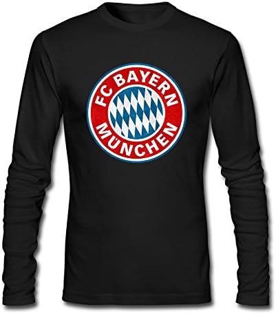 KYNONZ Men's Fc Munich Bayern Cotton Round Collar Long Sleeve T Shirt,Black