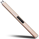 SUPRUS Electric Lighter Arc Windproof Flameless USB Rechargeable Lighter with Safety Lock for Candle BBQ Camping (Champagne G