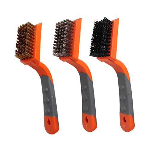SANJIAN Wire Brush Cleaning Brush Set,Heavy Duty Nylon/Brass/Stainless