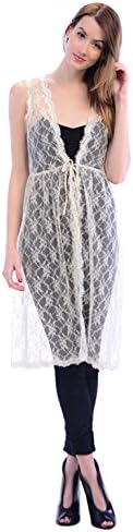 CARAPACE Womens Women's Long Lace Vest IVORY S