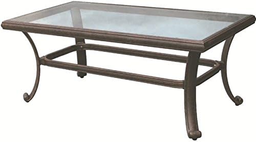 Darlee 24" x 42" Outdoor Coffee Table with Glass Top in Antique Bronze