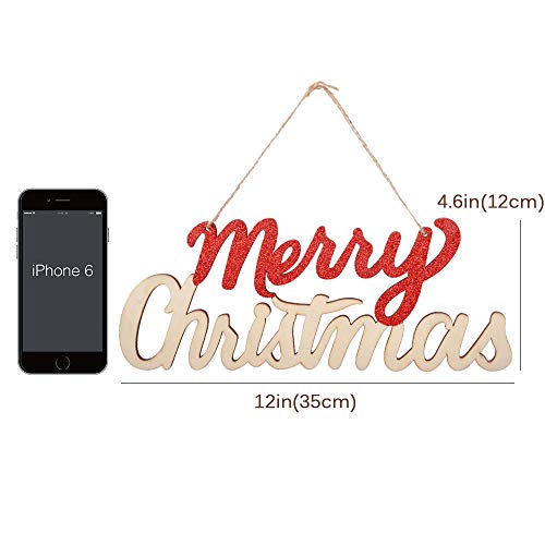 eZAKKA Merry Christmas Sign Wooden Door Wall Hanging Ornaments Board for Holidays Wooden Wall Door Decoration Indoor Outdoor