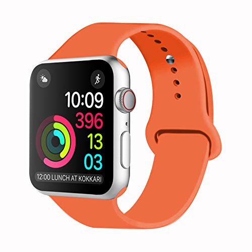 iDon Smart Watch Sport Band, Soft Silicone Replacement Sports Band Compatible for Apple Watch Band 38mm 2017 Series 3 Series 2 Series 1 All Models(M/L, Apricot)