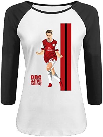 Women's Aaron Ramsey Wales 100% Cotton 3/4 Sleeve Athletic Baseball Raglan Shirt Black US Size XXL