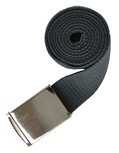 Marshal Wallet Flip-Top Buckle Fabric Belts with Brass Silver Buckle (Grey)