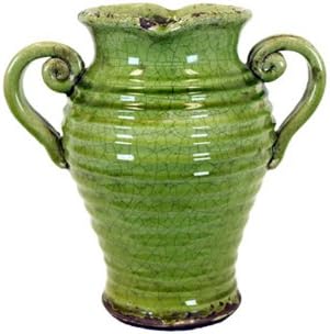 UTC 76043 Green Ceramic Vase with Tuscany Accent