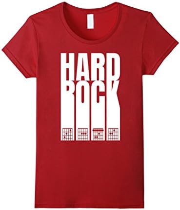 Womens Hard Rock Chords CAFE Electric Rock Blues Guitar T-Shirt Small Cranberry