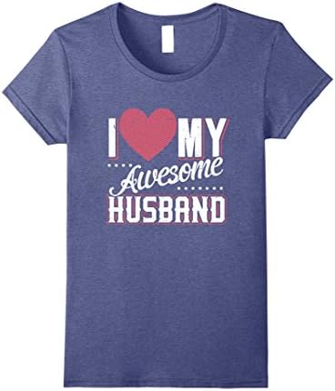 Womens I Love My Awesome Husband T-Shirt Small Heather Blue