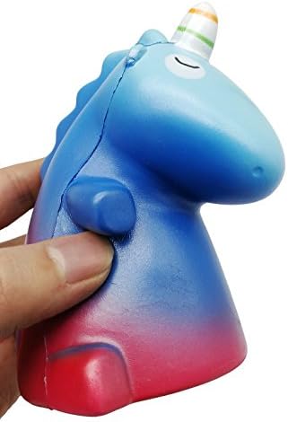 LaliLaco Squishy Unicorn Dinosaur Squeeze Slow Rising Toy (Height 12cm) Stress Relief Scented Toy (Blue Head)