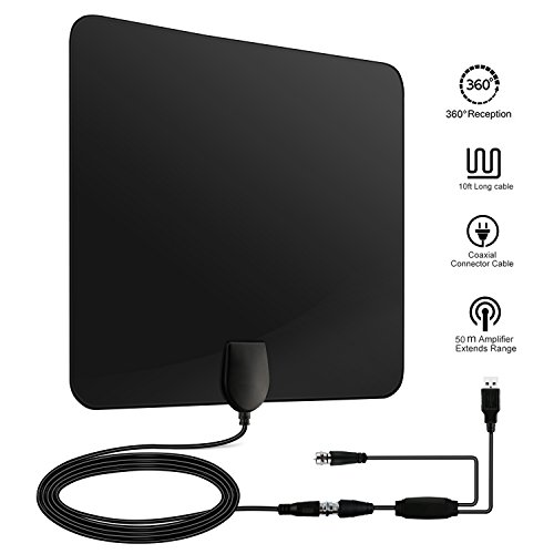 Tv antenna, 50 mile indoor amplified hdtv antenna, digi…