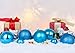 AMS 2.36''/60mm 24ct Christmas Balls Hollow Out Carved Tree Pendants Shatterproof Ornaments Seasonal Decorations for Wedding,Halloween,Party(Turquoise)