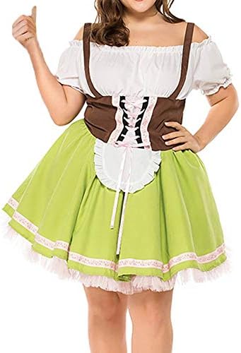 Women Bandage Plus Size Bavarian Oktoberfest Costumes Barmaid Dirndl Dress