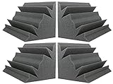 NEW LEVEL Charcoal Acoustic Foam Bass Trap Studio Corner Wall 12" X 7" X 7" (4 PACK)
