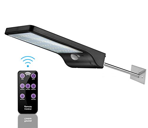 ECHTPower Solar Lights Outdoor, Wall Sconces with Mounting Pole, Radar Motion Sensor and Remote Control, 48 LEDs Waterproof Security Lighting for Barn Porch Garage ¡